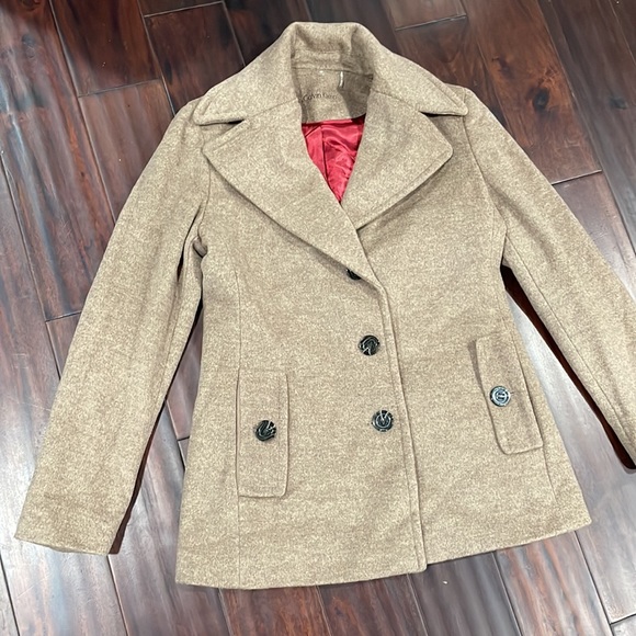 Calvin Klein Beige Wool Peacoat - Picture 4 of 13